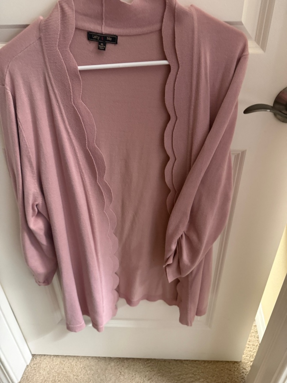Letty & Me Dusty Pink Scalloped Open-Front Cardigan